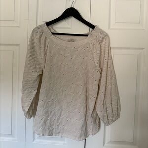 Striped Smocked Eyelet Off The Shoulder Top